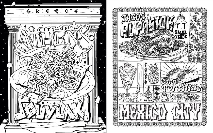 Street Food Coloring Book: Delicious Treats from Cities around the World WoodArtSupply