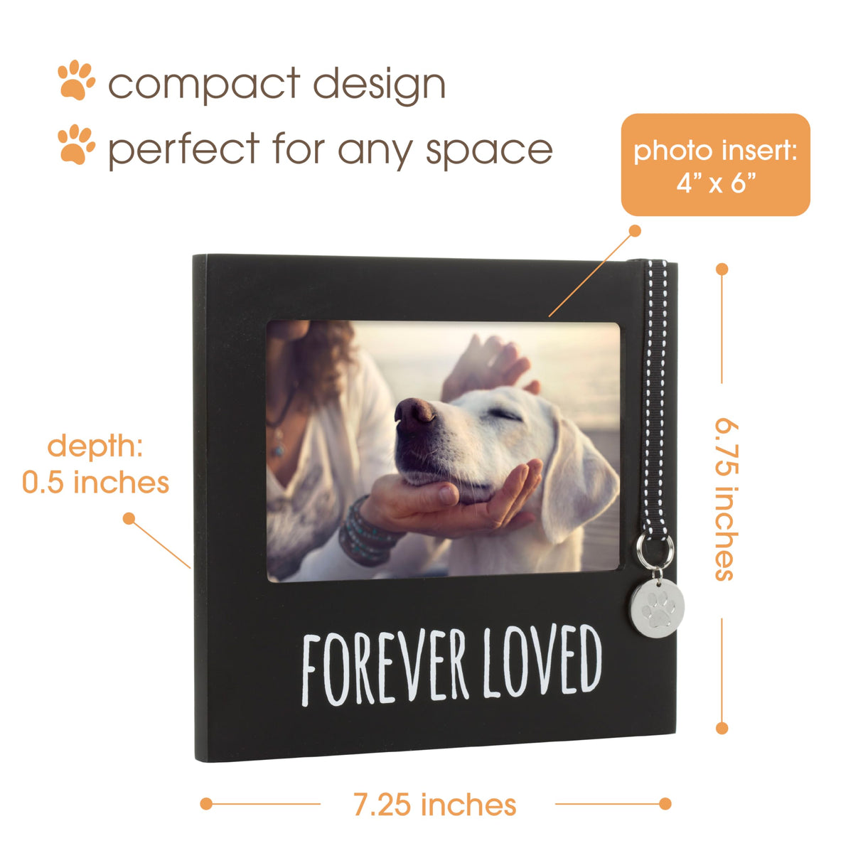 Pearhead Forever Loved Pet Keepsake Picture Frame, Photo Frame for Pet Owners and Dog Lovers, Ideal Memorial Gift for Loss of Dog and Pet Remembrance, Wall Mount And Tabletop Frame, Black Pearhead