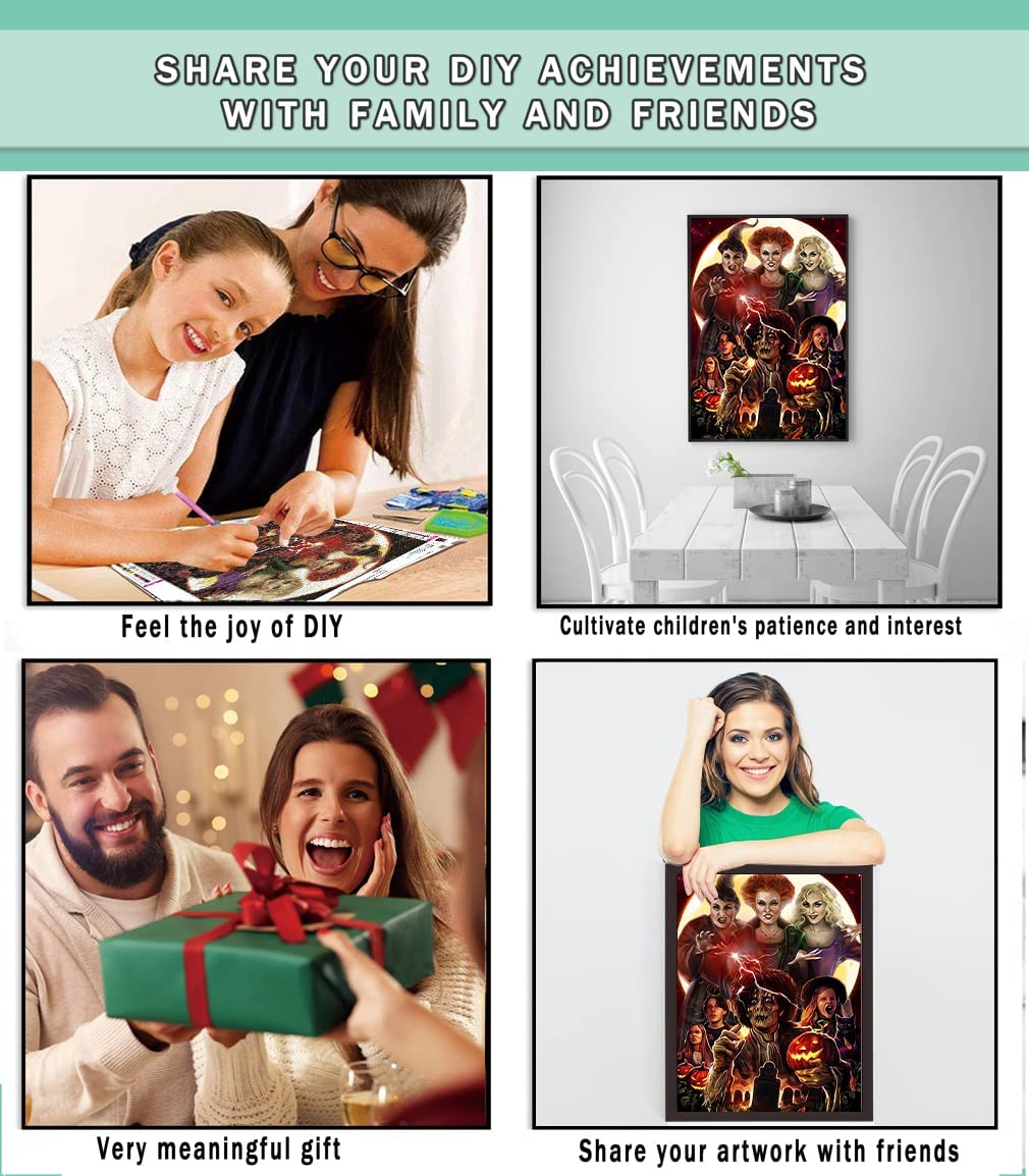 Diamond Painting Kits for Adults,Diamond Art Halloween HD Canvas DIY 5D Full Drill Round Crystal Rhinestone Gem Arts Dots Diamonds Craft Paint for New Home Wall Decor - Season of The Witch 12 x 16 in Clendo