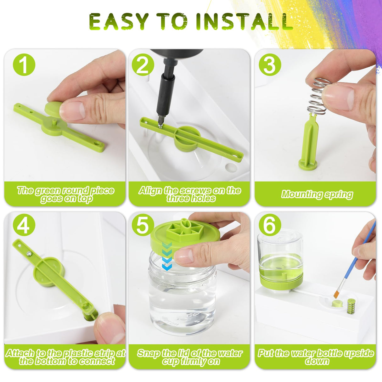 2024 All in 1 Upgraded Paint Brush Cleaner: Paintbrush Cleaners Tool Paint Brush Rinser Paint Water Dispenser Painting Station for Acrylic, Watercolor, Oil Paint(Give 4 Pen & Pen holder & paint tray) Kairsya