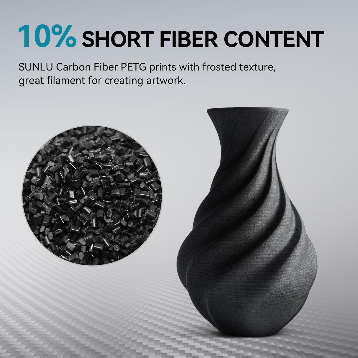 SUNLU Carbon Fiber Filament, PETG-CF 3D Printer Filament 1.75mm, Excellent Mechanical Properties, High Impact Strength, Heat-Resistant, Fit Most FDM Printers, PETG CF 1KG Spool. (Matte Black) SUNLU