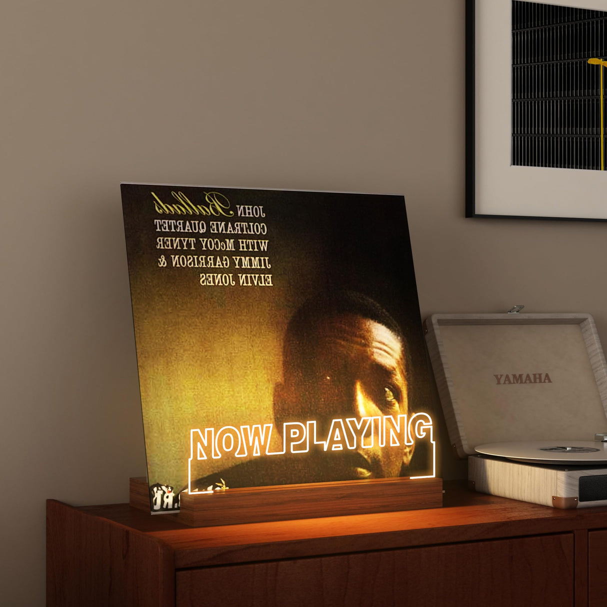 YuanDian Now Playing Vinyl Stand, Light up Now Spinning Record Stand, Wooden Acrylic Holder for Vinyl Album Display Storage, Vinyl Record LED Display Storage Collection Holder YuanDian