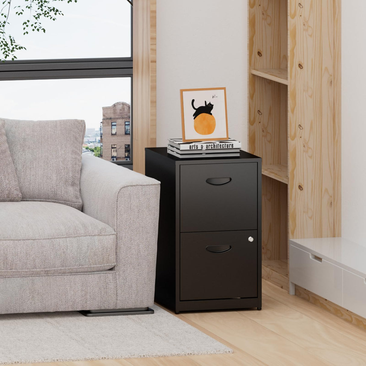 TIMELESS PIECES 2-Drawer Black Metal File Cabinet for Home Office, Locking, Small, Vertical TIMELESS PIECES