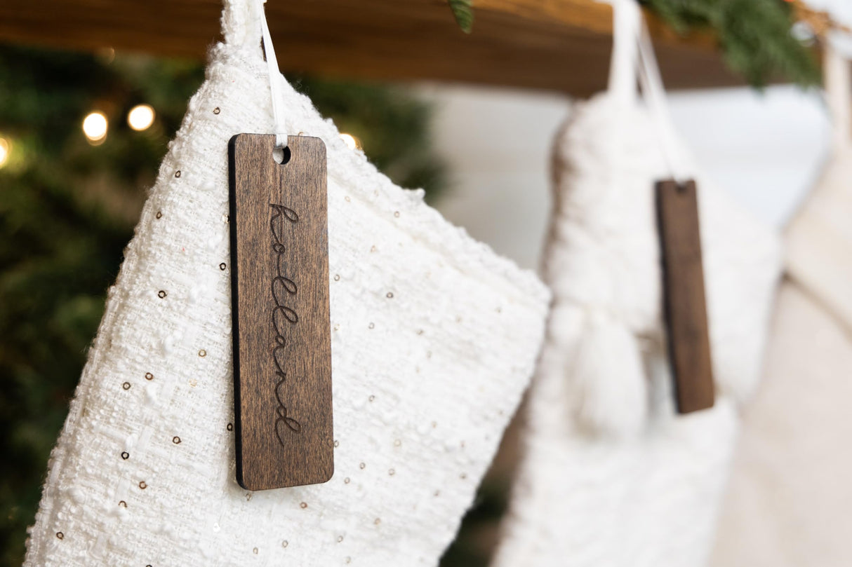 Small Christmas Stocking Tags | Engraved Stocking Name Tags | Personalized Stocking Tags | Family Name Tags Wooden | Stocking Gift Tag WoodArtSupply