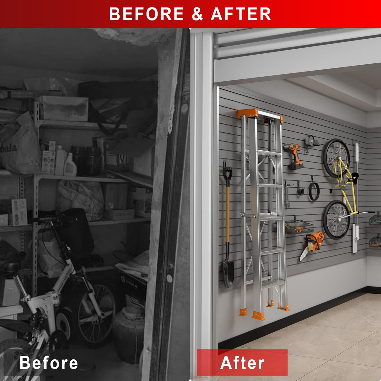 Ginchain 4 x 8 FT Slatwall Panel Garage Wall Organizer, Heavy Duty Slat Wall Paneling Sheets, Interlocking PVC Panels, Garage Slatwall for Tool Organization Mounted Storage Systems Ginchain