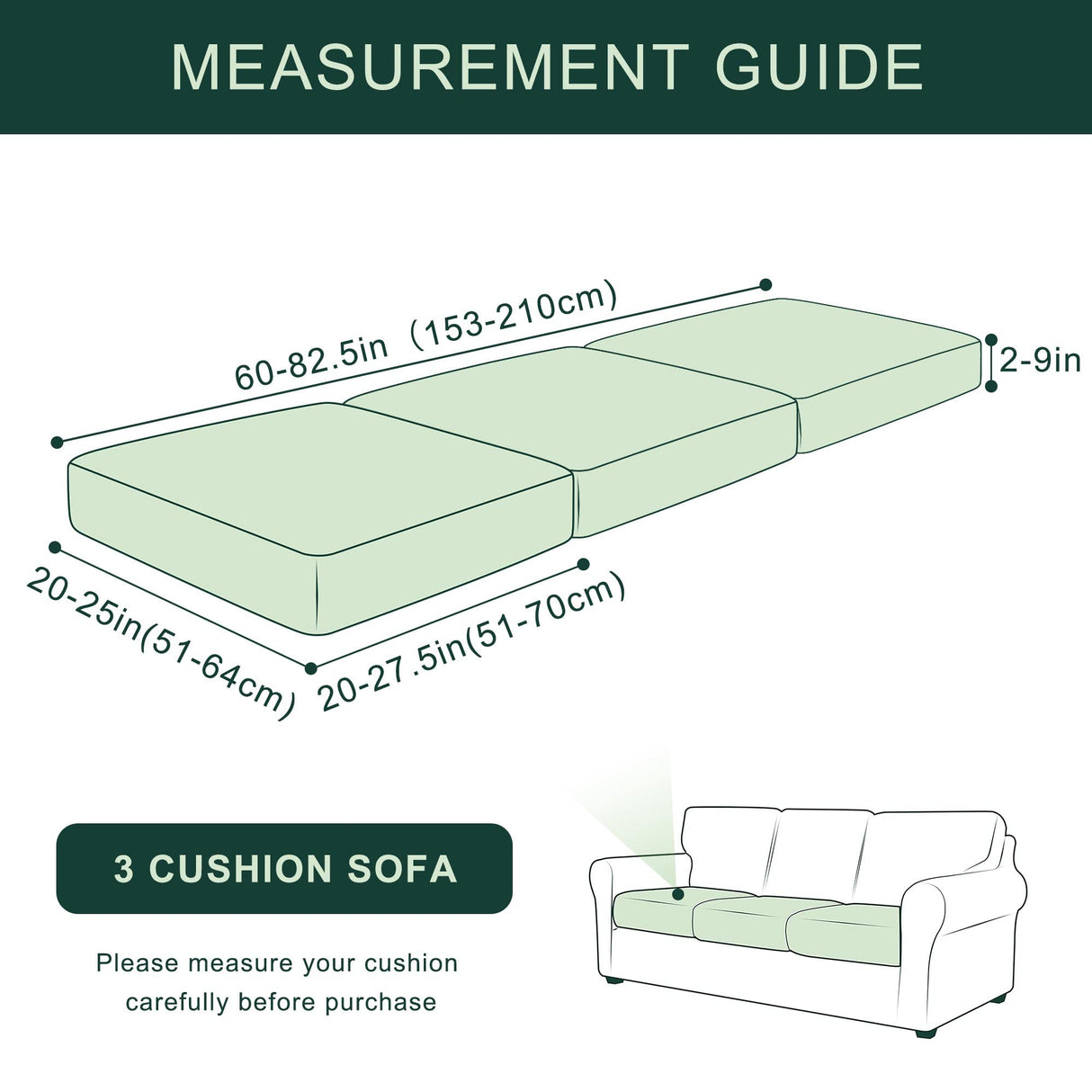 CHUN YI 3PC Stretch Couch Cushion Covers, Individual Sofa Seat Slipcovers Suitable for Armchair Loveseat Sofa with Spandex Jacquard Fabric(3pc, Ivory White/Cream) CHUN YI