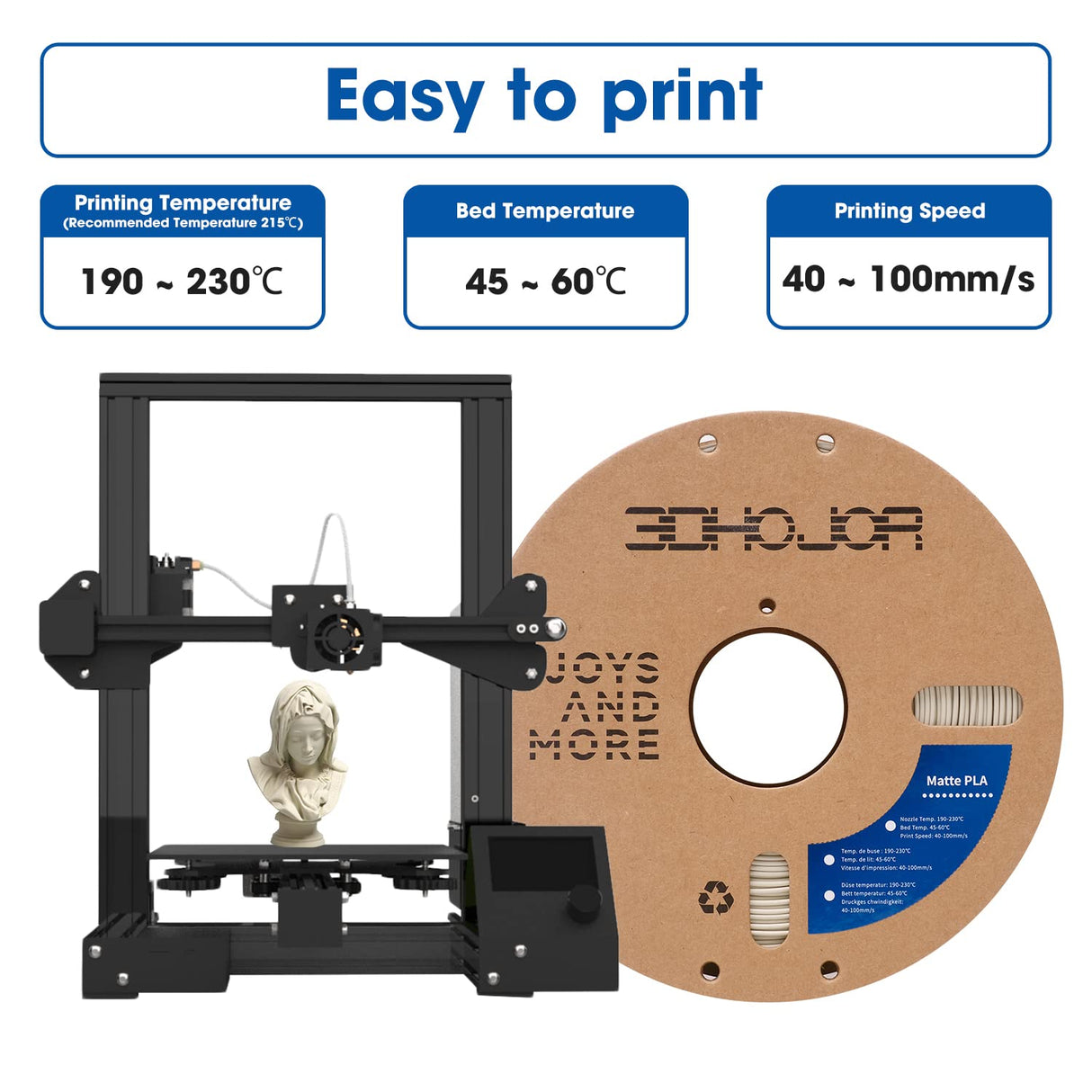3DHoJor Matte PLA Filament 1.75mm Light Khaki, PLA 3D Printer Filament, 1kg Spool (2.2lbs) PLA Filament, Fit Most FDM 3D Printer 3DHoJor