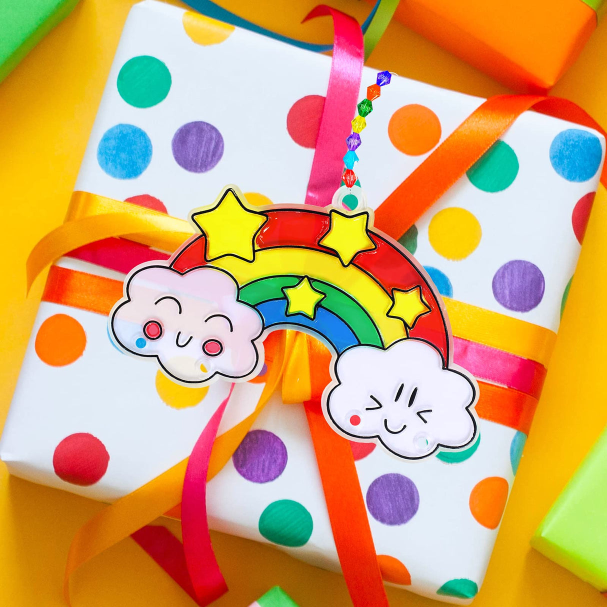 Winlyn 24 Sets Rainbow Suncatchers Ornaments Decorations DIY Window Paint Art Suncatchers Craft Kits Hanging Rainbow Sun Catchers for Kids Spring Summer Home Classroom Party Activity Art Project Winlyn