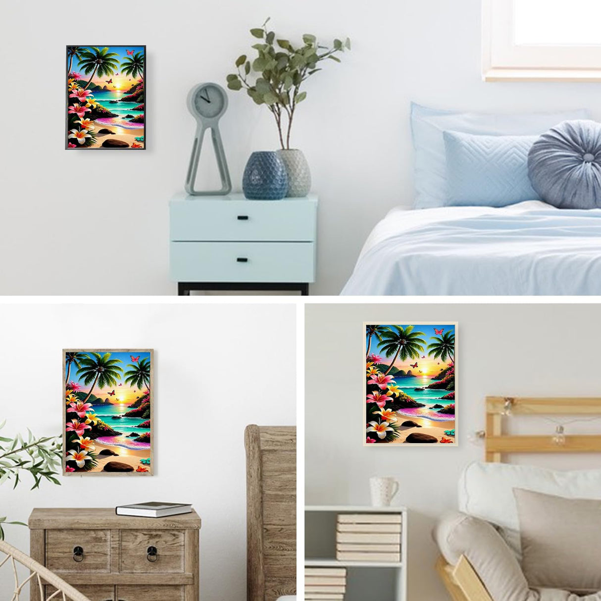 ajepon Beach Diamond Art Kits for Adults - Beach Diamond Painting Kits, Seascape 5D Diamond Painting for Adults, Gem Art Kits for Wall Home Decor Arts Craft 12x16inch ajepon