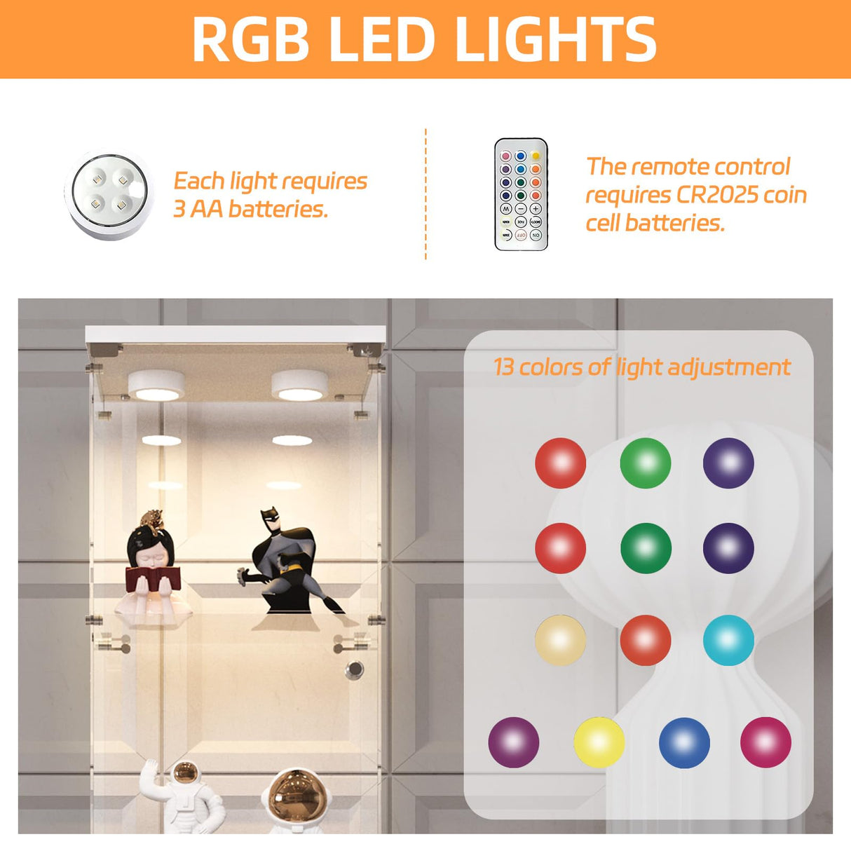 LFT HUIMEI2Y Glass Display Cabinet with LED Lights and Lock, 4-Shelf Curio Cabinets with Door, Tempered Glass Collection Display Showcase for Bedroom, Living Room 65”x 17”x 14.5” White LFT HUIMEI2Y