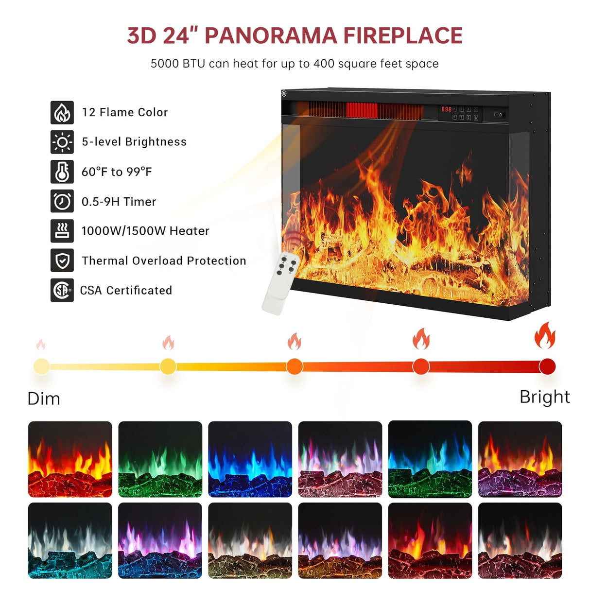 oneinmil 59'' Fireplace TV Stand, 3 Sided Glass Media Entertainment Center Console Table for TVs up to 65'' with Glass Door Adjustable Flame LED Color for Living Room, Set of TV Table, Grey oneinmil