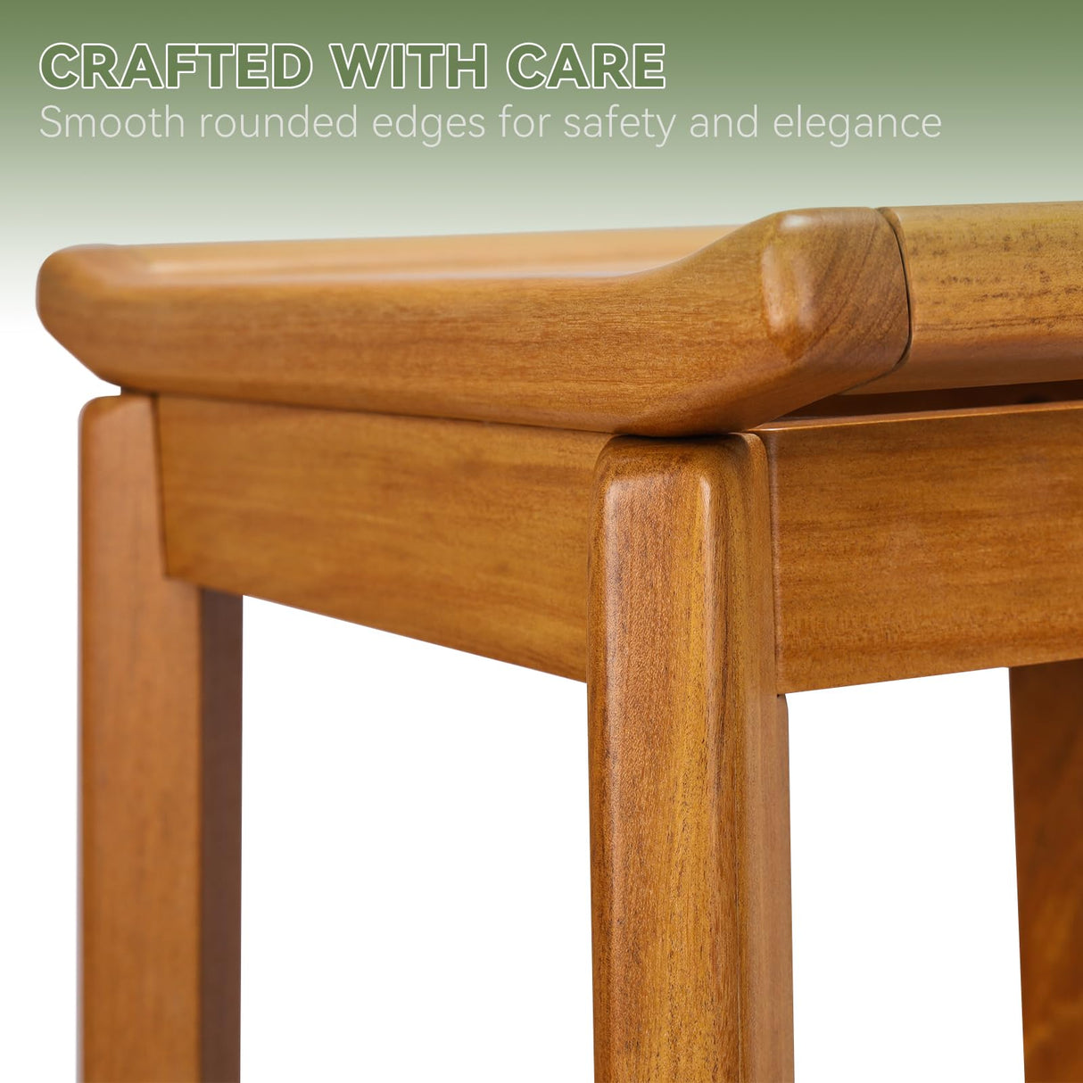 17" Teak Shower Chair with Storage Shelf & Handle, Non-Slip Waterproof Wooden Shower Bench, Stable Bathroom Seat and Heavy Duty Shower Stool for Tub or Indoor Use, Ideal for Elderly, Recovery ACTESE