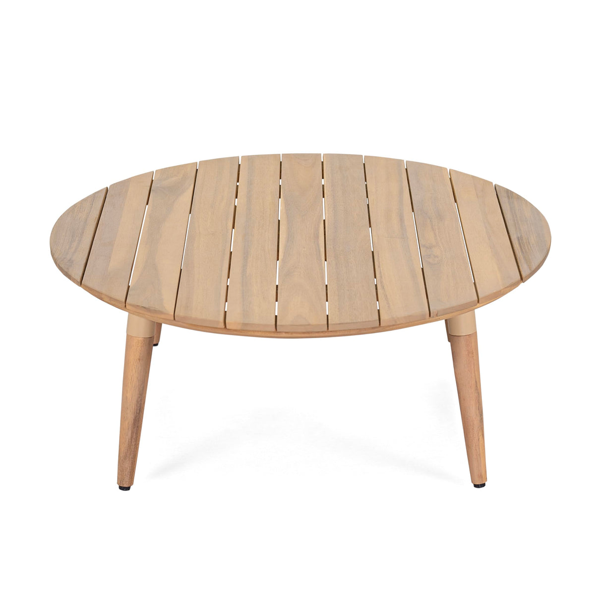 Christopher Knight Home Lalina Outdoor Coffee Table, Acacia Wood Accent Table with Slatted Panel Design, Round Patio Table for Garden Porch Balcony, Low Maintenance Outdoor Furniture, Natural Christopher Knight Home