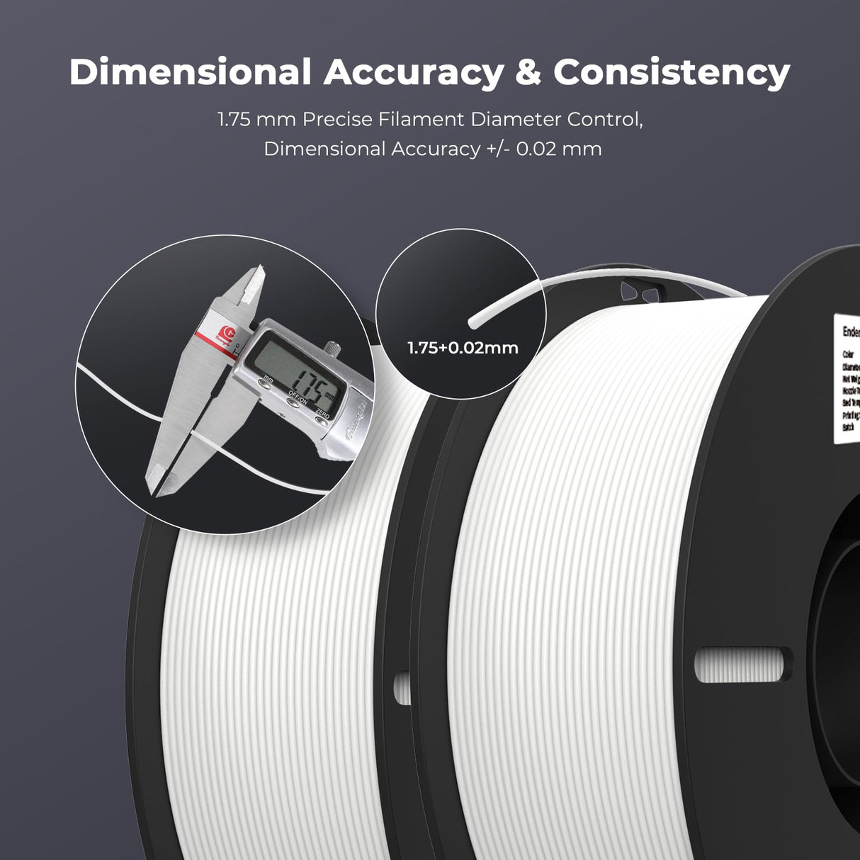 Creality PLA Filament 1.75mm Bundle 2KG, 3D Printer Filament Dimensional Accuracy +/- 0.02mm, No-Tangling Strong Bonding 3D Printing Filament, Fits for Most FDM 3D Printers(White) Creality