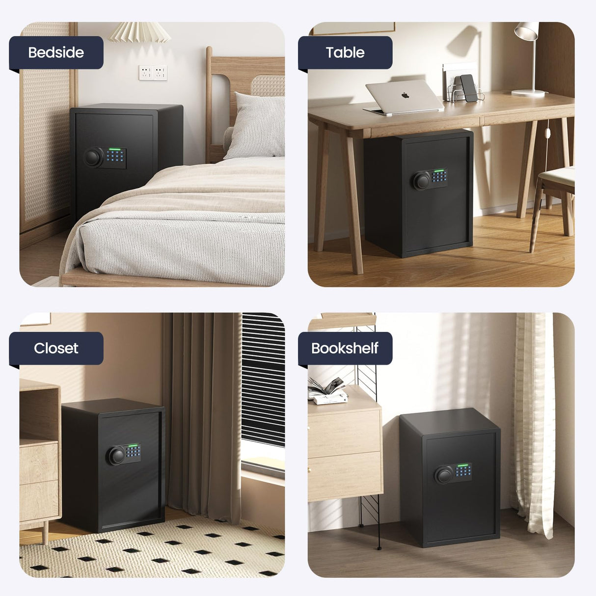 Grimtron Gun Safe for Handgun - (2.03 cu. ft.) Include 【Gun Organizer & Gun Rack】 Silent Mode, Backlit Keypad, and LED Light Safe Box Anti-Rust, Anti-Theft, Anti-Pry Grimtron