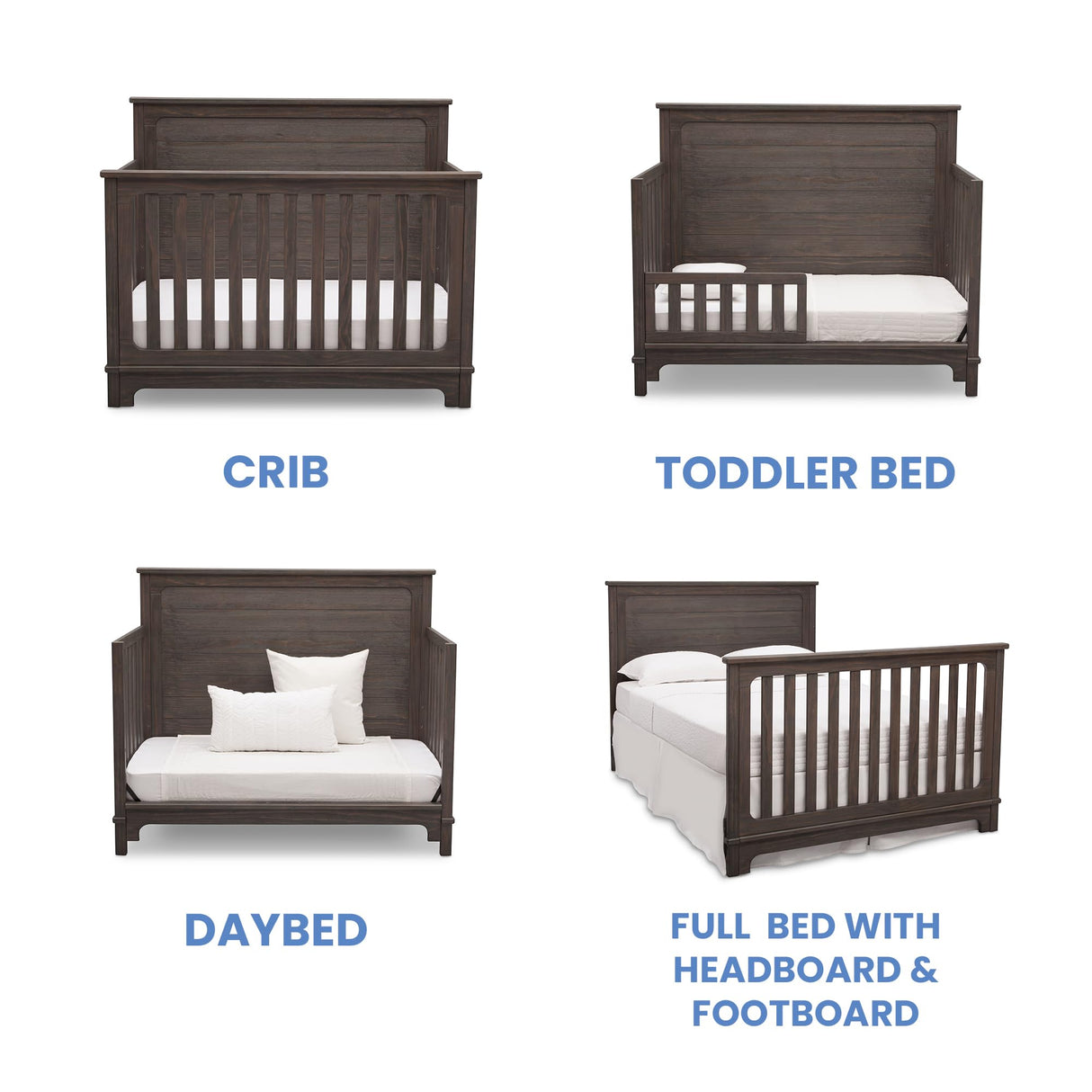 Delta Children Simmons Kids Slumbertime Monterey 4-in-1 Convertible Crib, Rustic Grey Delta Children