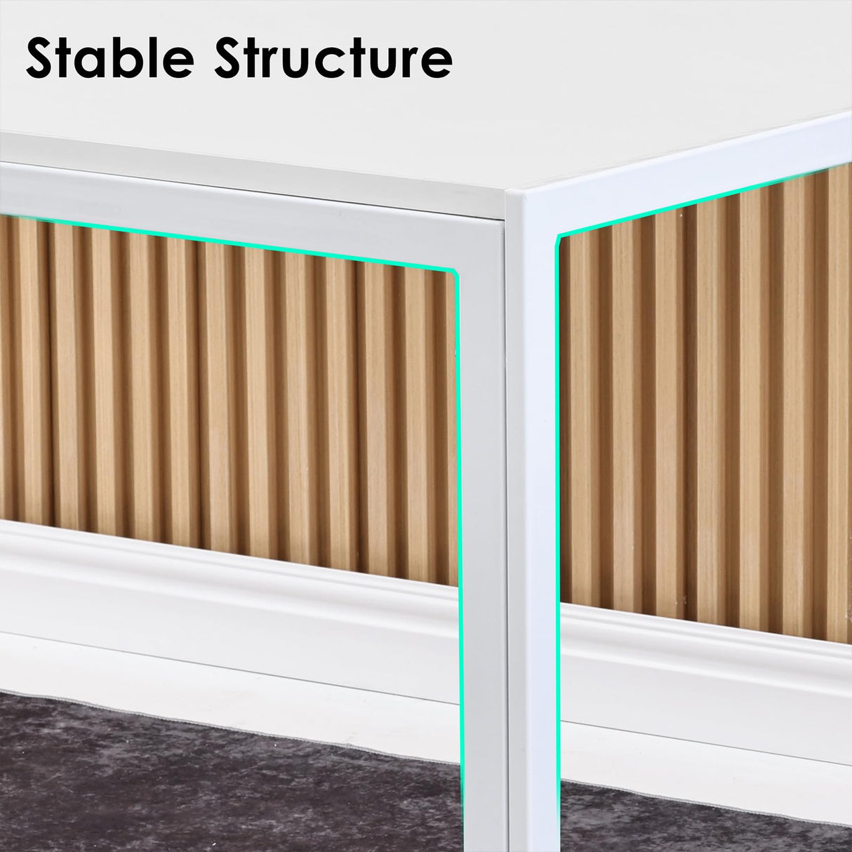 Farini White Dining Table for 4-6 Person,47" Rectangular Wooden Dining Table Top and Metal Frame for Home Kitchen Dining Desk (47 inch,White) Farini