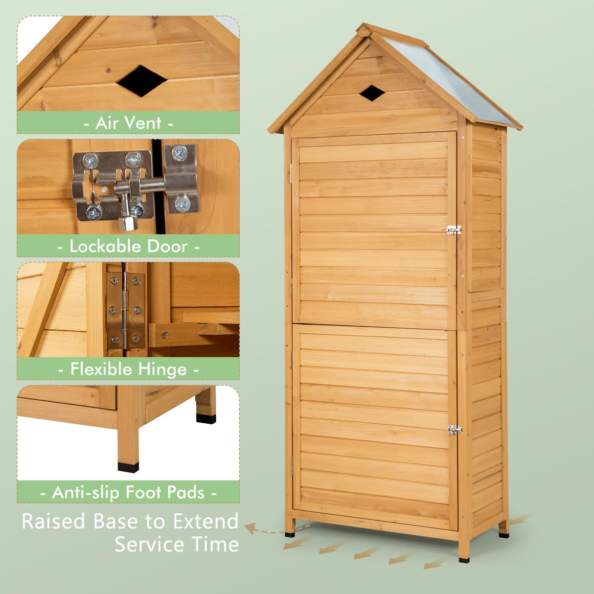 Goplus Wooden Storage Shed Fir Wood Cabinet for Outdoor, Garden, Patio, Yard (Natural) Goplus