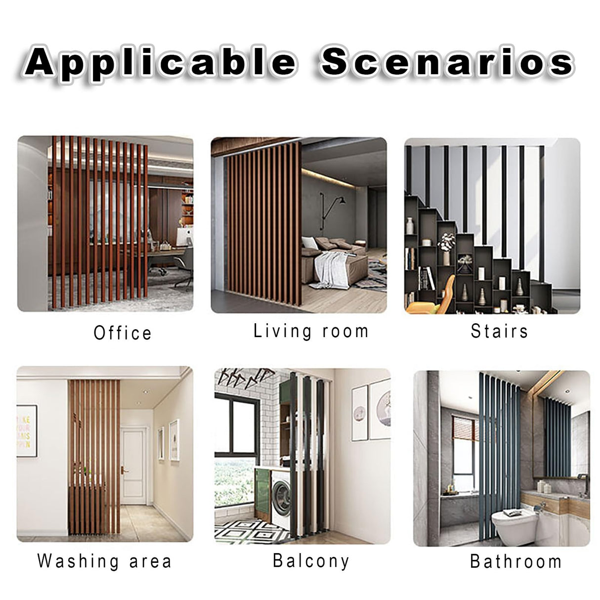 Wood Slats Room Divider Post - Floor to Ceiling Privacy Screen for Teahouse/Coffee Shop/Hotel/Study - Small Space Decor Divider Column Generic