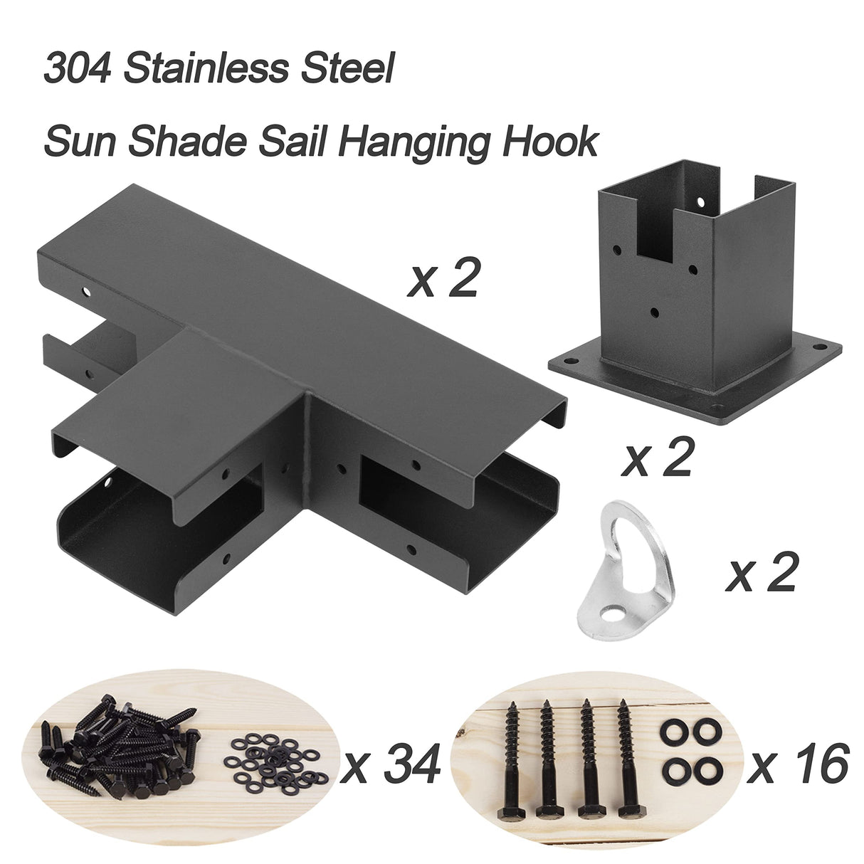 Meruzy Pergola Bracket Kit,3-Way Stainless Steel Pergola Elevated Wood Stand T Brackets & Post Base Brackets for 4" x 4" (Actual 3.5" x 3.5") Wood Beams Lumber Meruzy