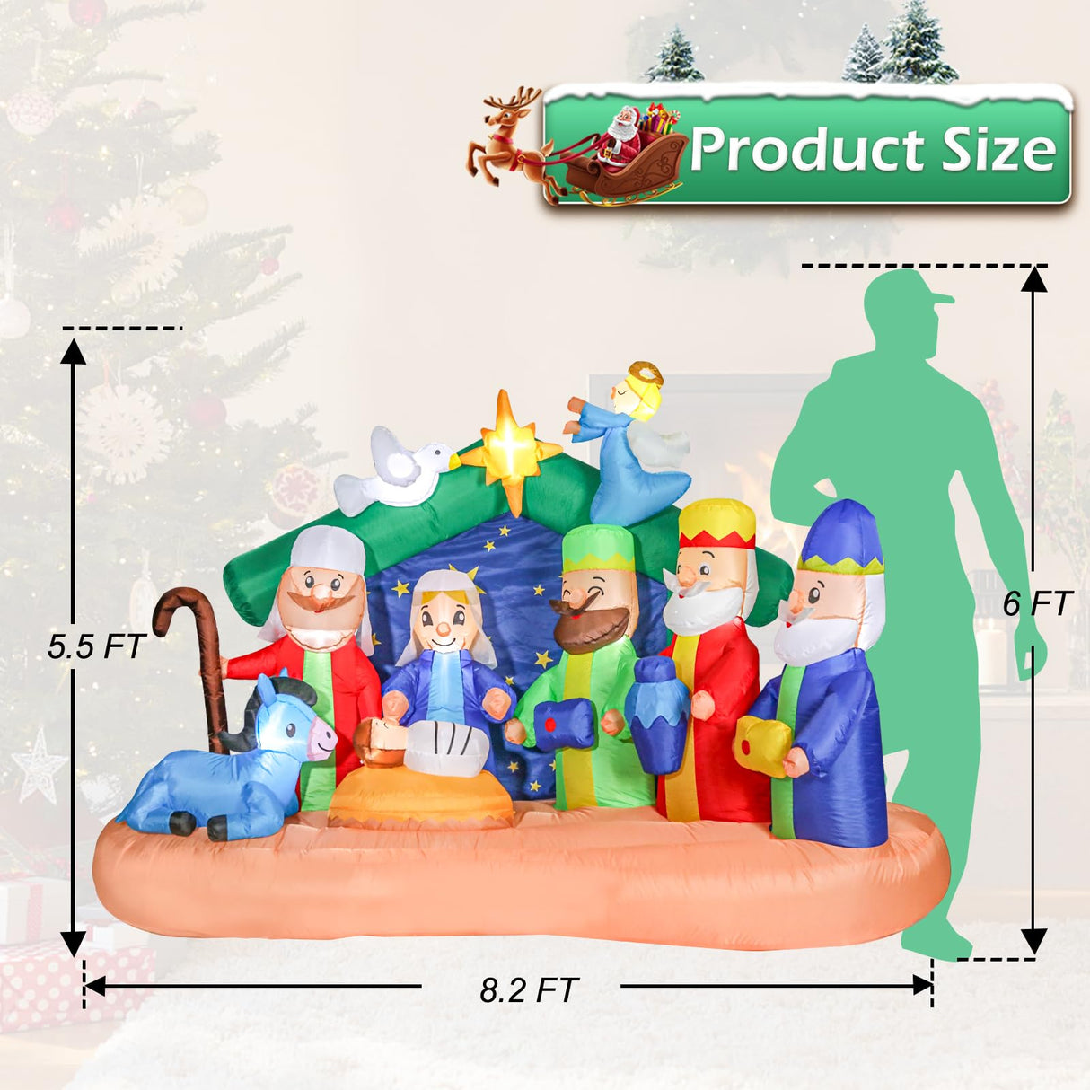 Christmas Inflatables Outdoor Nativity Scene - Inflatable Christmas Blow Up Yard Decorations Nativity Sets with LED Lights Outdoor Indoor Holiday Party Lawn Yard Decor Afirst