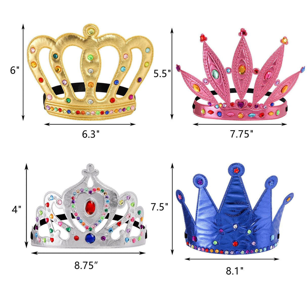 Frcctre 24 Pcs Foam Crowns Set, DIY Foam Princess Tiaras and Crown, Make Your Own Crowns Set with Crystal Diamond Sticker Birthday Party Decoration Favor Supplies for Kids and Adults Frcctre