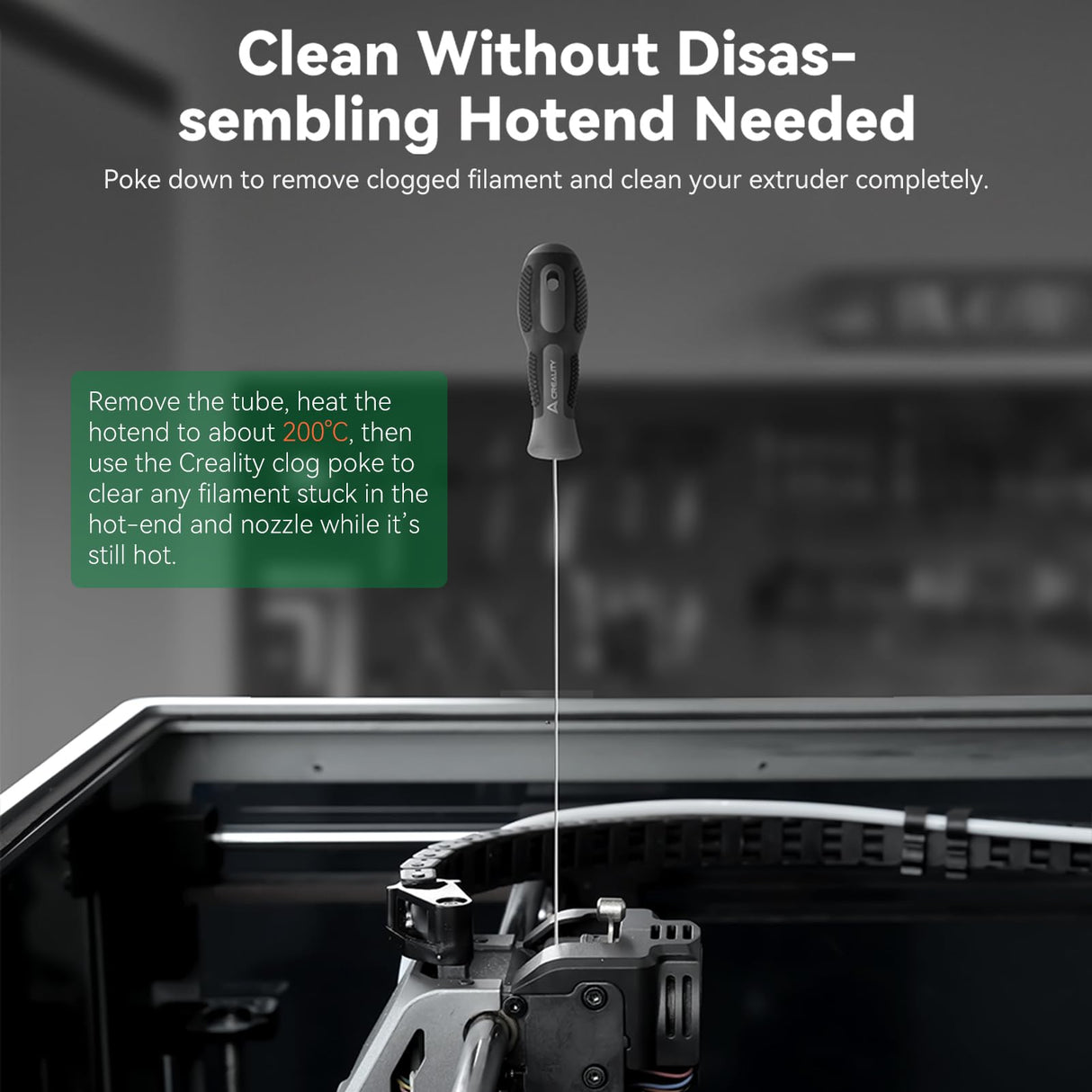 Creality Clog Poke,3D Printer Nozzle Cleaning Kit,Φ1.5mm L210mm Prolong Throat Piercing Needle 3D Printing Tool for 1.75mm Nozzles,Clean Hotend without Disassembly,Unclog in Seconds,More Thoroughly ENOMAKER