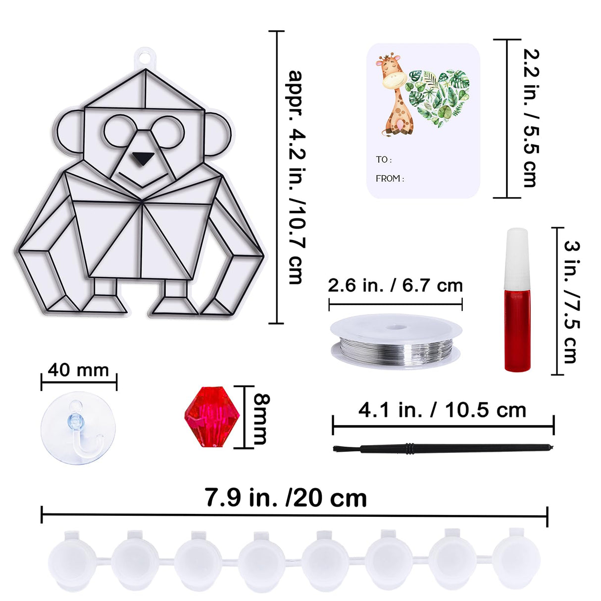 Winlyn 24 Sets Jungle Animal Suncatcher Decorations DIY Window Paint Art Craft Kits Safari Animal Sun Catchers Rainbow Painting Kit for Kids Classroom Activities Summer Camping VBS Party Art Project Winlyn