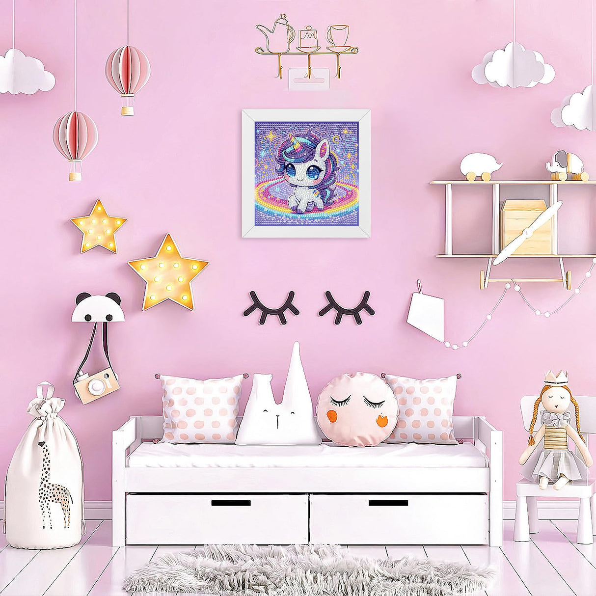 Animal Diamond Art Kits for Kids with Wooden Frame, Unicorn Diamond Art for Kids with Beautiful Package, Arts and Crafts for Kid Ages 8-12(7x7inch) WEMEON