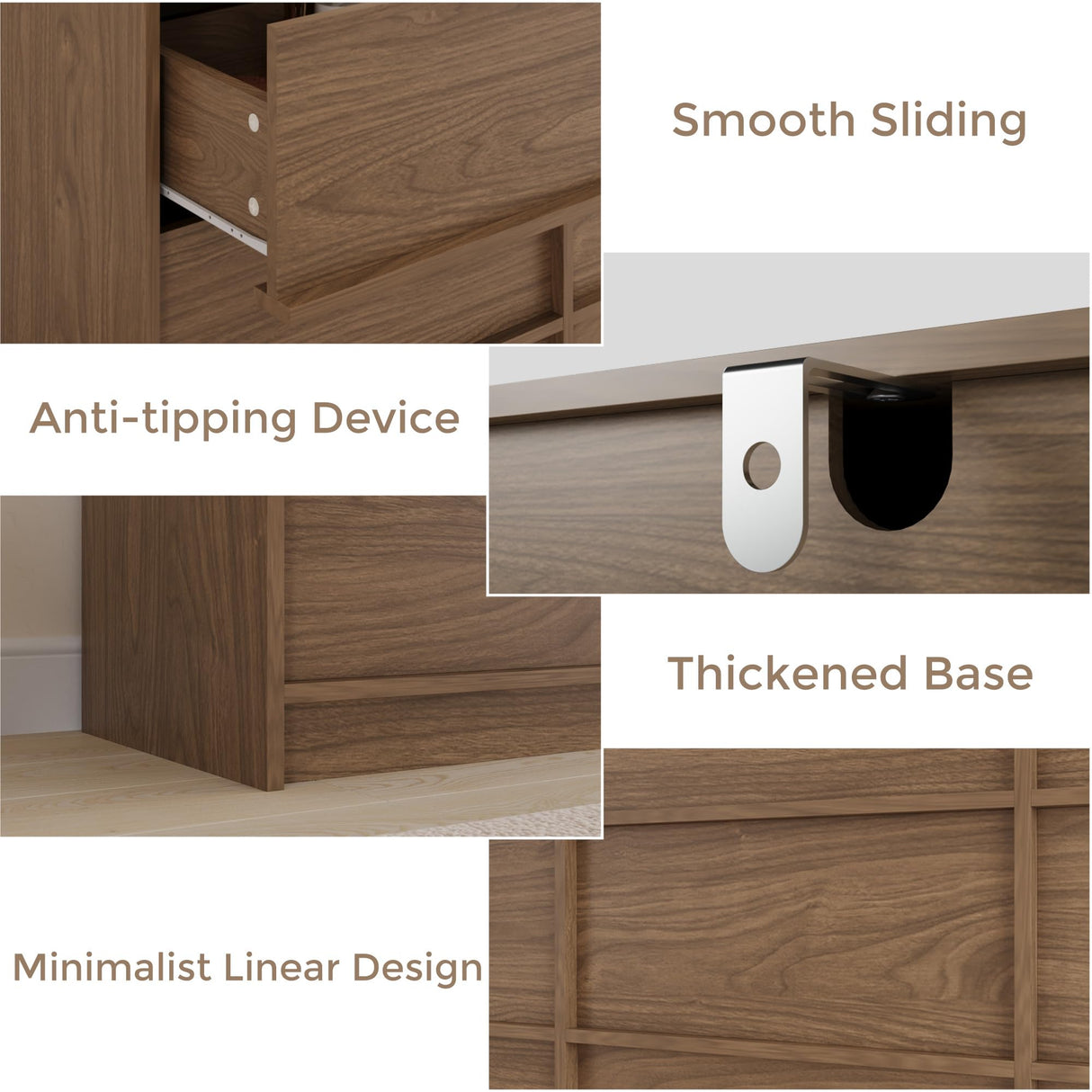 Jiaoun 9 Drawer Dressers for Bedroom, Modern Large Wood Dresser Chest of Drawers, Wide Dresser Organizer for Living Room, Hallway, Walnut Jiaoun