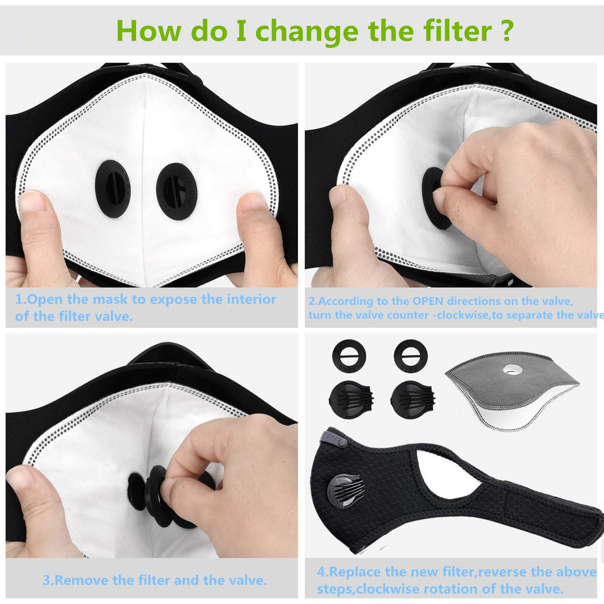 Hayodo Loops Face Dust Mask,Reusable Face Mask with 7 Activated Carbon Filters for Woodworking Construction Mowing Grinding (Black M Plus) Hayodo