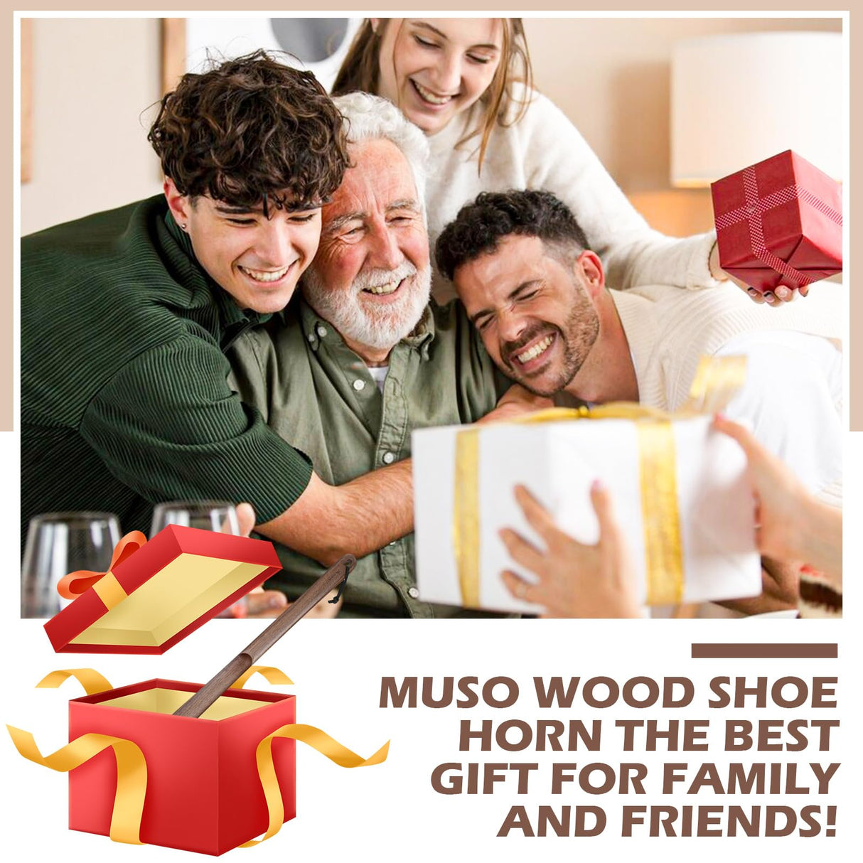 muso wood Wooden Shoe Horn, Walnut Shoe Horn Long Handle for Seniors, 23.6 Inches Shoehorn for Seniors and Pregnant Women muso wood