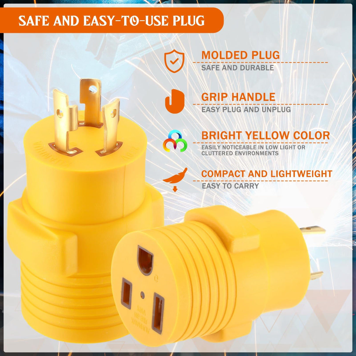 Kanayu Generator Welder Adapter Compatible with Nema L6-30P to 6-50R 3 Prong 30 Amp Locking Male Plug to 50 Amp Female Receptacle Adapter Generator RV EV Charger Power Cord Connector Kanayu