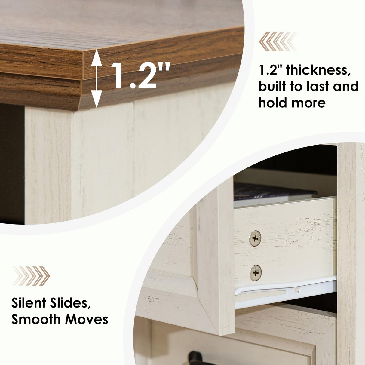 HOMMPA 18'' Farmhouse Nightstand with Charging Station, Bedside Tables with Storage, Bed Side End Table with Open Shelf, 2 Drawers Wood Night Stand Dresser for Bedroom, Living Room, Rustic White HOMMPA