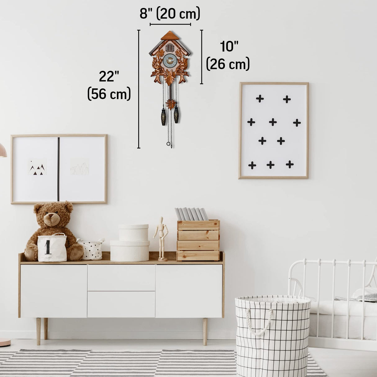 TIMEGEAR Cuckoo Wall Clock with Night Mode in Traditional German Style with Carved Squirrels (Cherry) TIMEGEAR