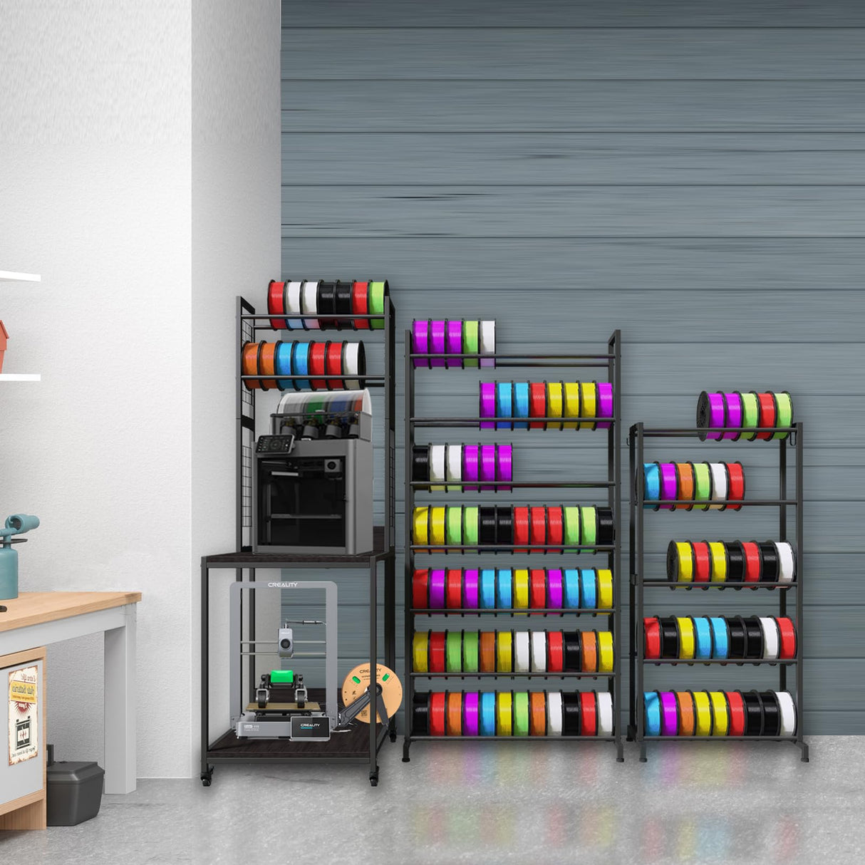 ARTINRACK 3D Printer Stand with Double Layer 3D Printer Filament Storage Rack, TR22 Heavy Duty Mobile Printer Table with Wheels for Studio Office Storage and Organization ARTINRACK