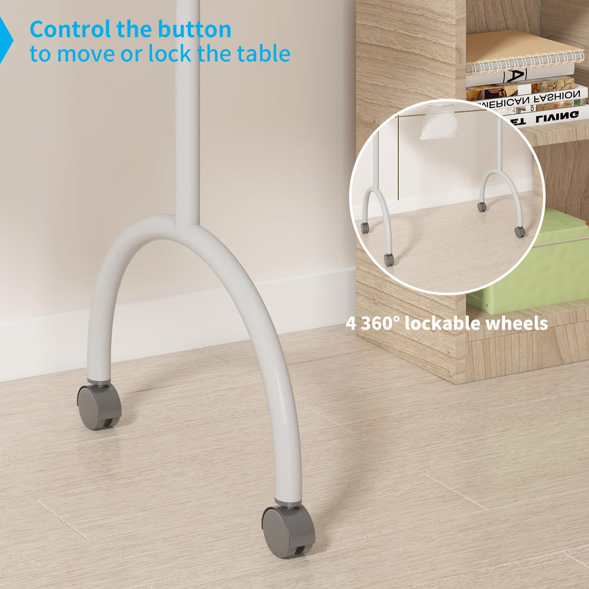 TABU Portable Manicure Nail Table, Foldable Manicure Table with Dust Collector Fan, LED Lamp, 4 Lockable Wheels and Carry Bag, Professional Nail Desk TABU