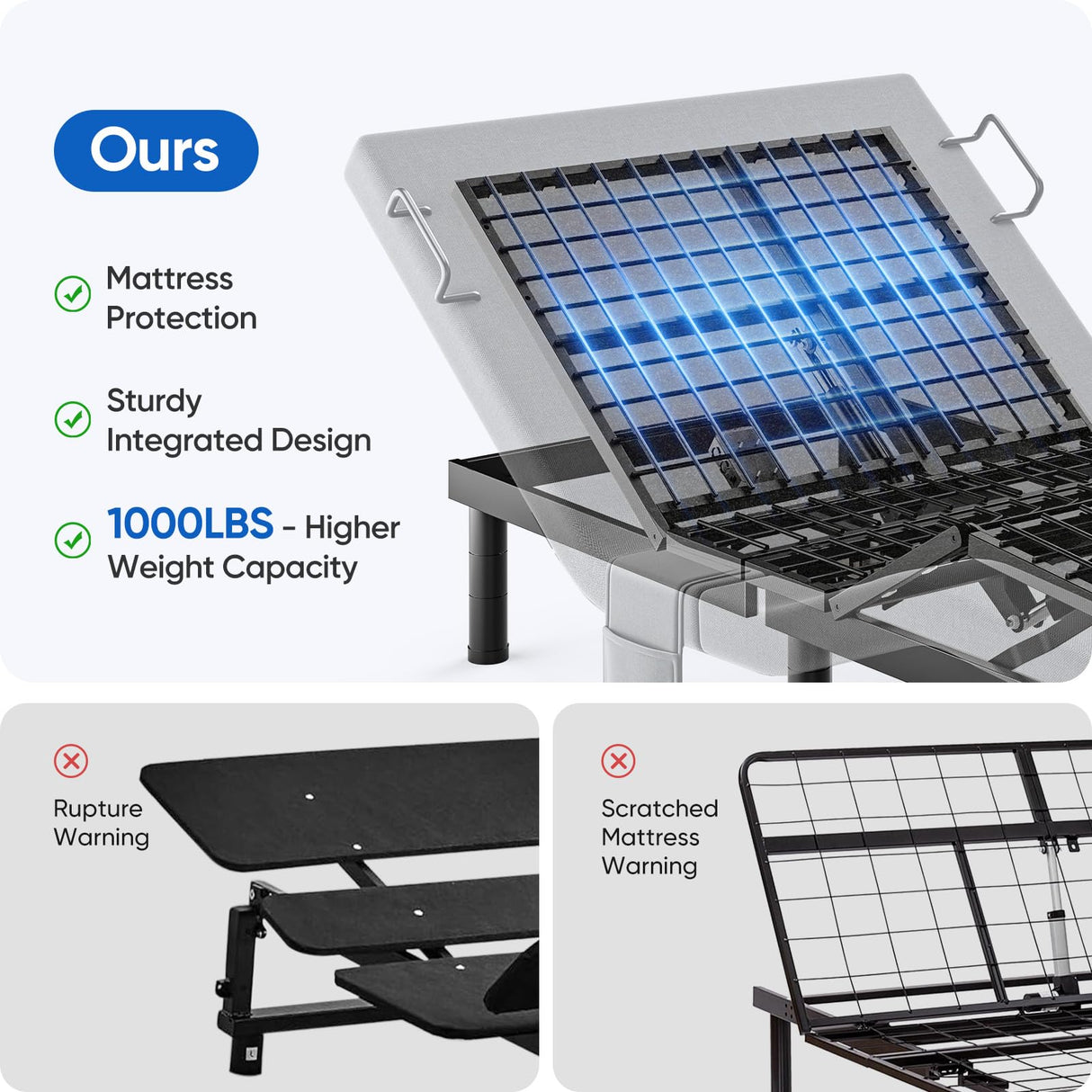 OTDMEL Adjustable Bed Frame Split King with Massage, Electric Bed Base Frame with Adjustable Legs, USB Ports, Wireless Remote, Zero Gravity & Anti-Snore OTDMEL