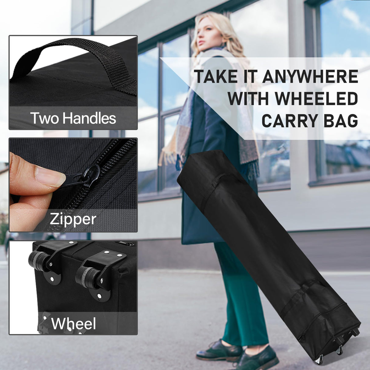 ZENY 10x10 Pop Up Canopy Tent Easy Set-up Outdoor Patio Canopy Adjustable Straight Leg Heights Instant Shelter with Wheeled Bag, Ropes ZENY