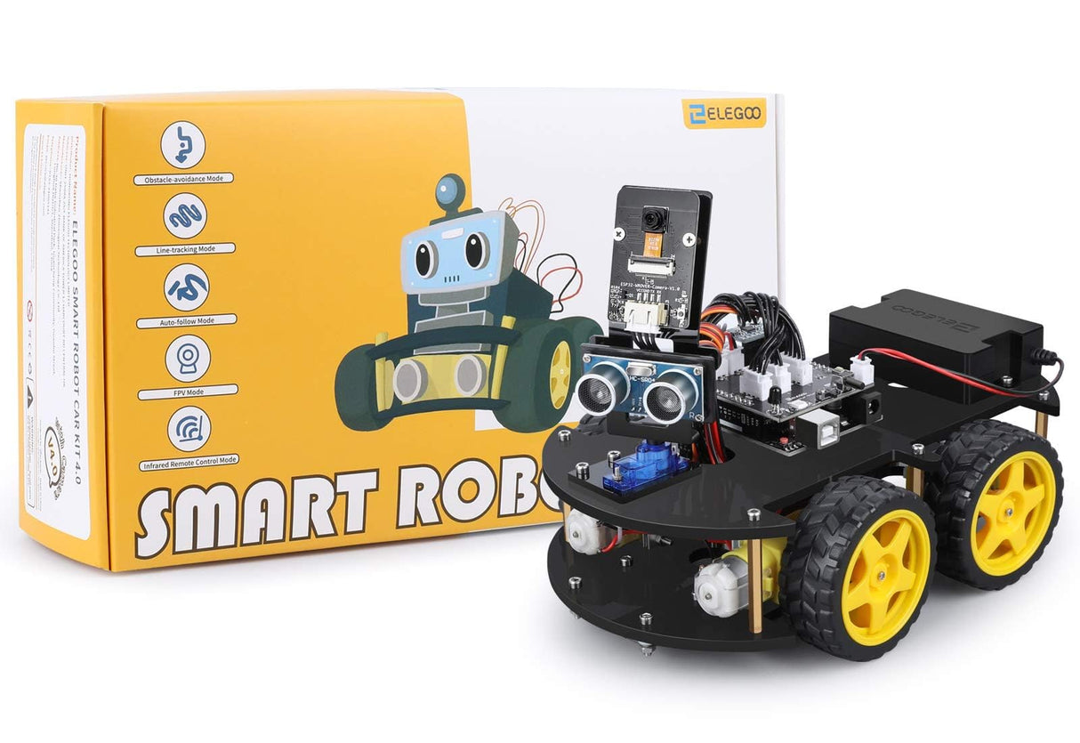 ELEGOO UNO R3 Smart Robot Car Kit V4 for Arduino Robotics for Kids Ages 8-12 12-16 STEM Science Kits Coding Gifts for 8 9 10 11 12 13 14 15 16 Year Old Boys Girls Teens Cool Engineering Building Toys ELEGOO