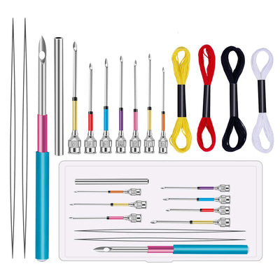 8 Pcs Embroidery Stitching Kit - Punch Needles, Cross Stitch Tools with 4 Colors Thread