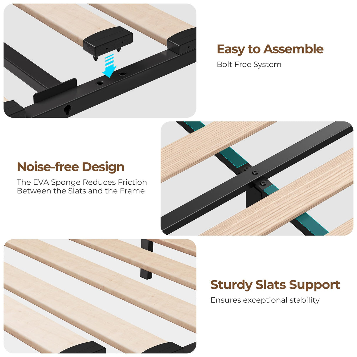 Seventable Queen Size Bed Frame with 4 Storage Drawers & Charging Station, Upholstered Platform Bed with Storage Headboard and LED Light, No Box Spring Needed, Noise Free, Easy Assembly, Black Seventable