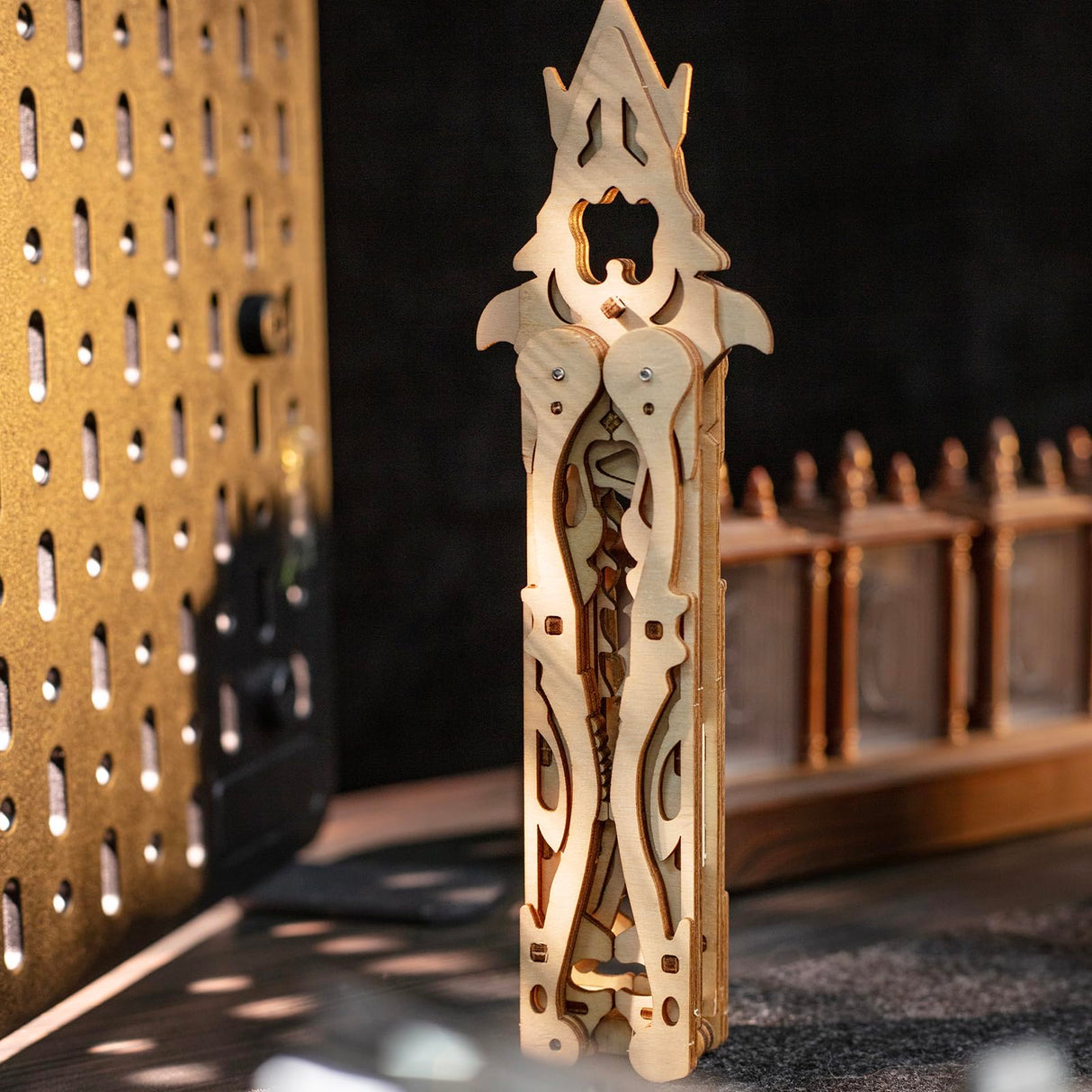 MU 3D Wooden Knife Puzzle DIY Wood Assembled Knife Model Metal Puzzles for Adults, Military Model Wooden Swords Guns Model Kits Building DIY Set, Mechanicals Wooden Toys Gift to Father Brother Purple MU