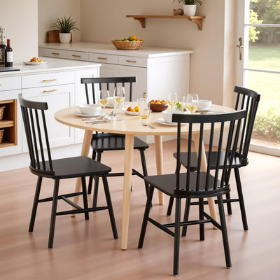 Furmax Black Dining Chairs Set of 4 Wooden Dining Chair Farmhouse Spindle Back Kitchen Chairs Windor Dining Chairs for Kitchen, Living Room, Restaurant