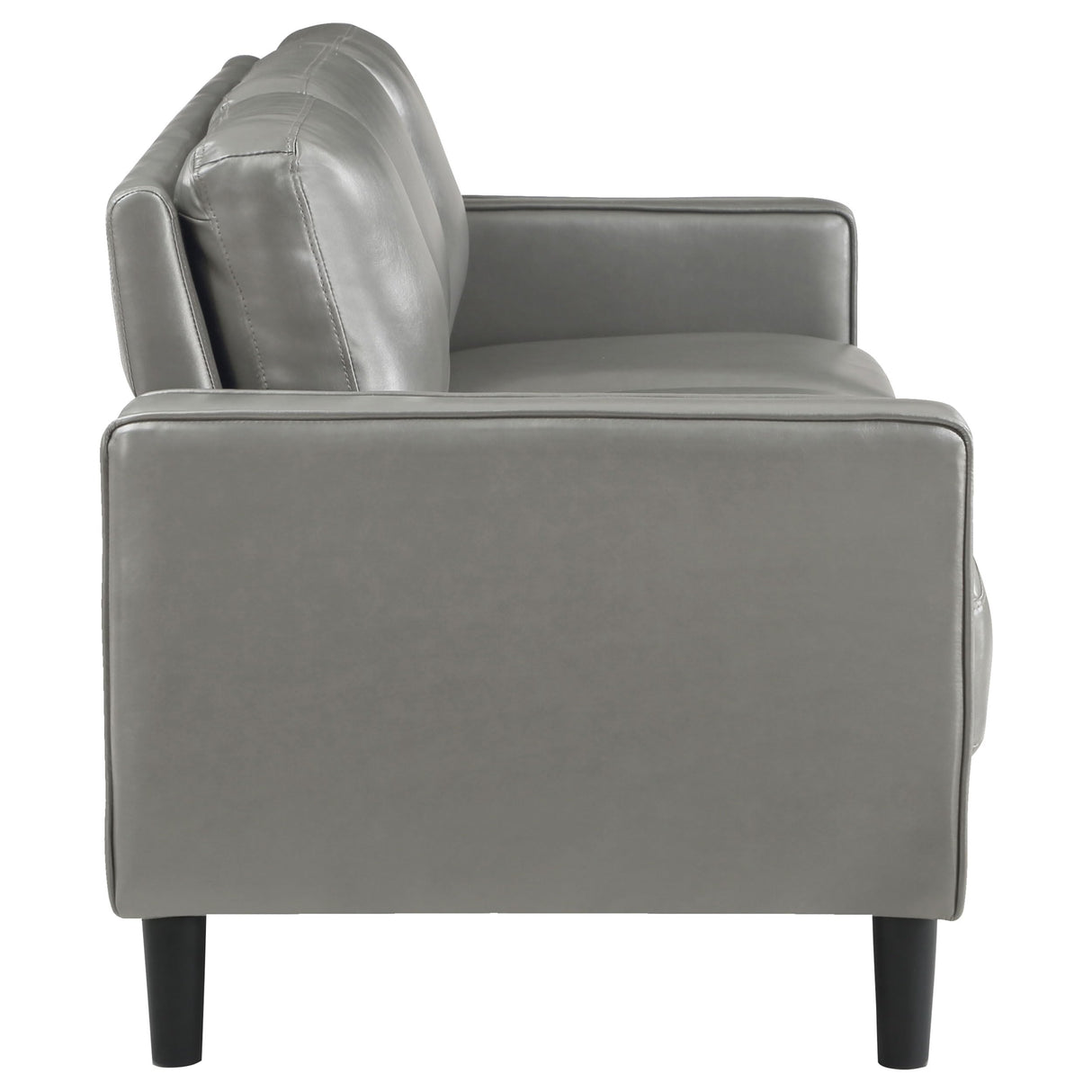 Coaster Home Furnishings - Ruth - Faux Leather Upholstered Track Arm Stationary Sofa with Foam Seat and Webbed Backrest - Transitional - Living Room - Gray - 508365 Coaster Fine Furniture