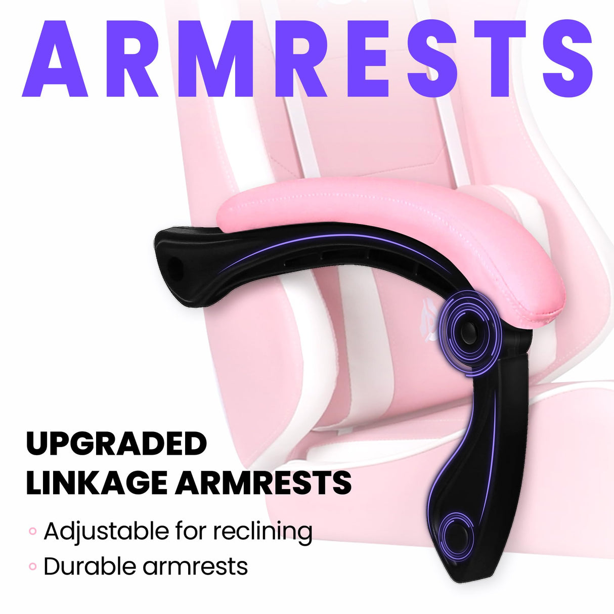 N-GEN GAMING Video Gaming Chair with Footrest High Back Ergonomic Comfortable Office Computer Desk with Lumbar Support Height Adjustable with PU Leather Recliner for Adults Women Men (Pink) N-GEN GAMING