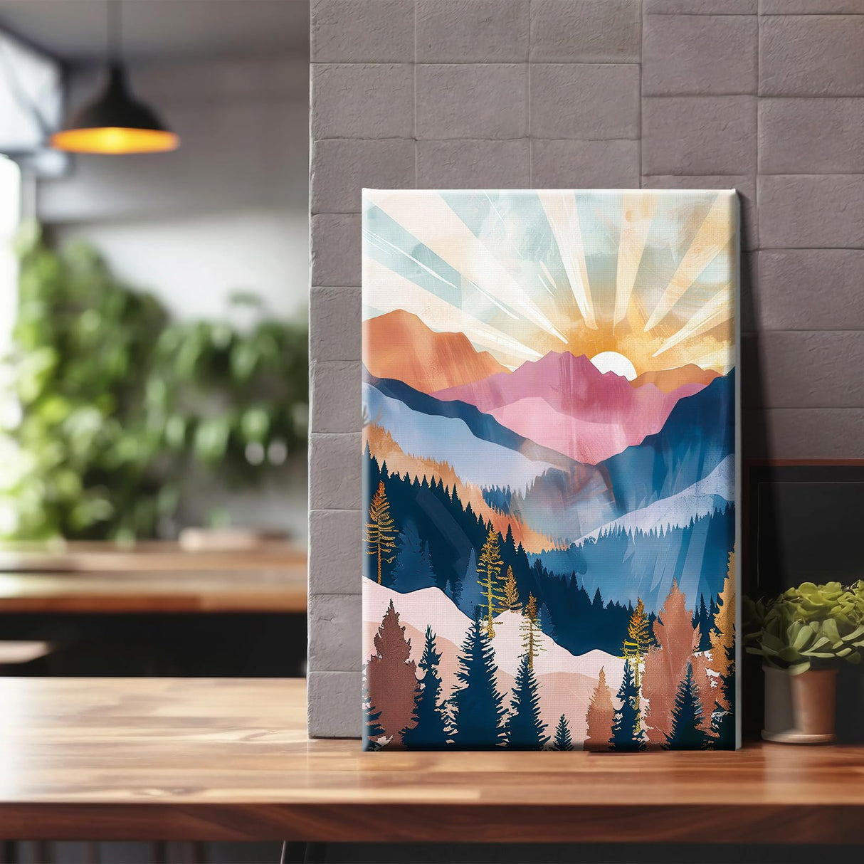 YOYA Framed Paint by Numbers Kit for Adults - Mountain Sunset Adult Paint by Number Kits on Canvas with Easel, DIY Mountain Paint by Number Framed Canvas for Home Wall Decor 8x12 Inch YOYA