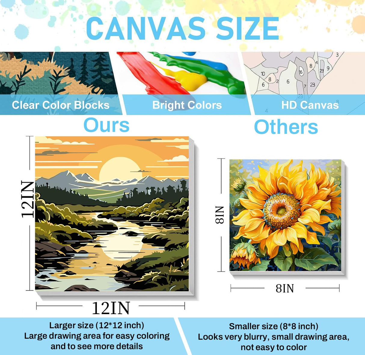 4 Pack Framed Paint by Numbers Kit for Adults 12x12inch-Landscape Paint by Numbers Kit with Framed, DIY Painting by Number with Canvas Oil Painting for Gift Home Wall Decor (30x30cm, without Easel) ajepon