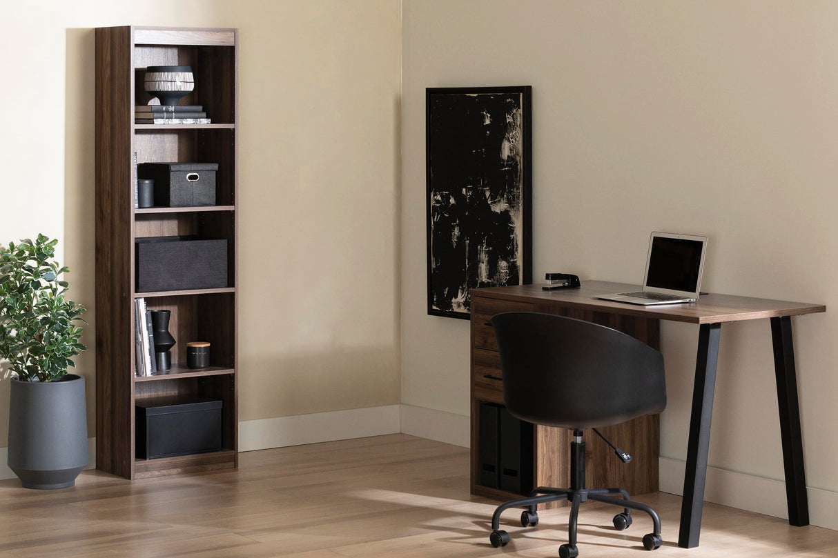 South Shore Axess 5-Shelf Narrow Bookcase Natural Walnut, Contemporary South Shore