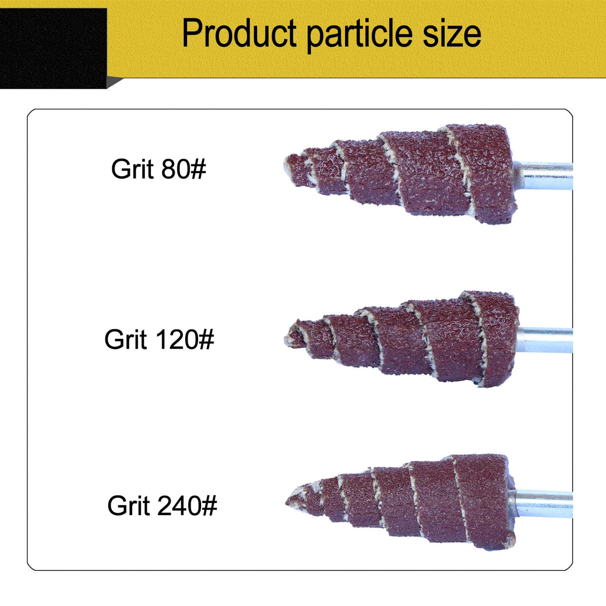 3x10 mm Cone Shape Abrasive Flap Wheel,Sandpaper Grinding Head for Rotary Tool, 3mm Shank 45Pcs,Used for Groove, Gap, Corner polishing FPPO